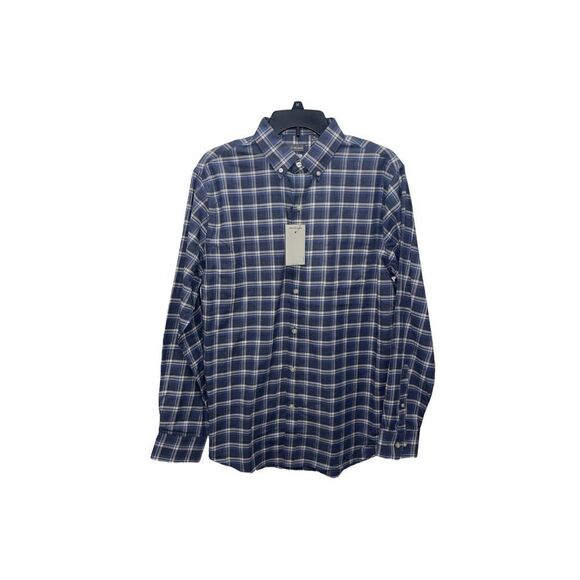 Van Heusen Navy Blue Plaid “Regular Fit” Long Sleeve Button Down Shirt M15-15.5 - Picture 1 of 3